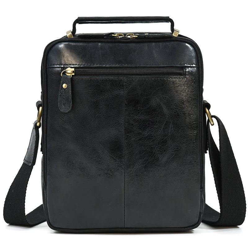 Sac À Bandoulière Multifonction Pour Hommes En Cuir Véritable Étanche Grande Capacité Sac À D'affaires Sacs De Voyage Noirs - Noir