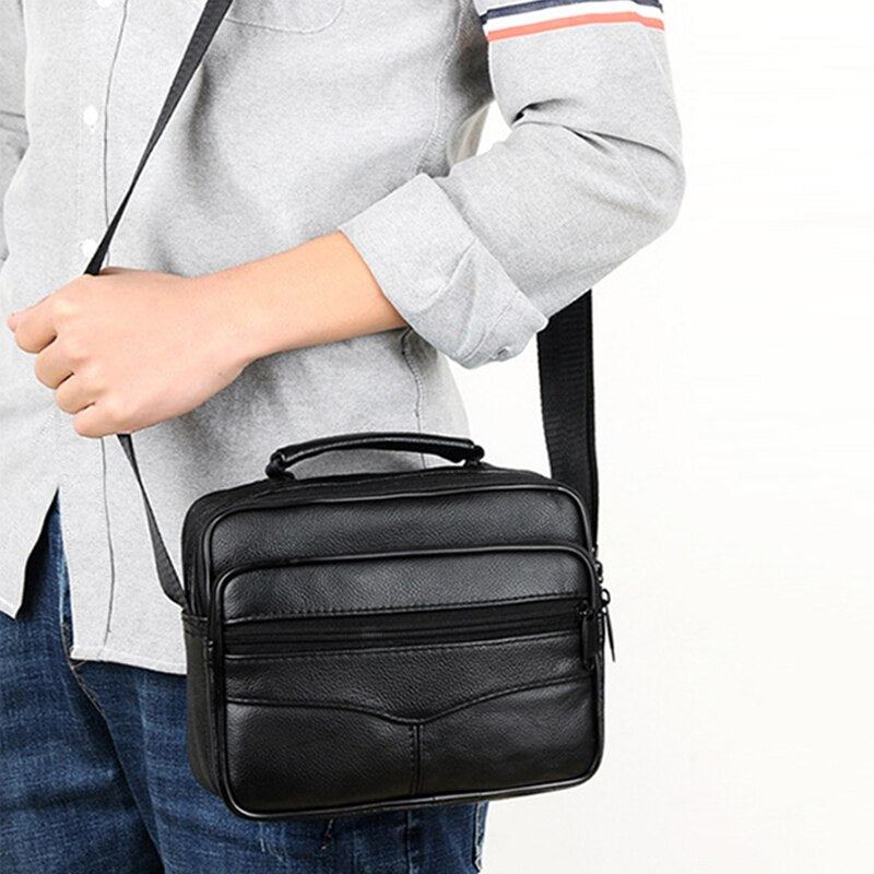 Sac À Bandoulière Noir En Cuir Pour Hommes D'affaires Sac À Main De Luxe Étanche Multifonctionnel Grande Capacité Sacs À - Style A