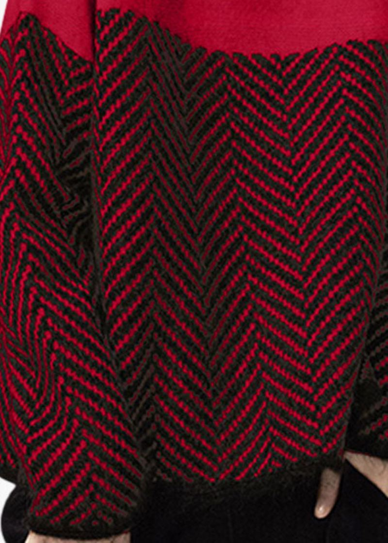 Art Purple Col Haut Surdimensionné Patchwork Laine Pull Court Hiver - Manteaux en laine femmes