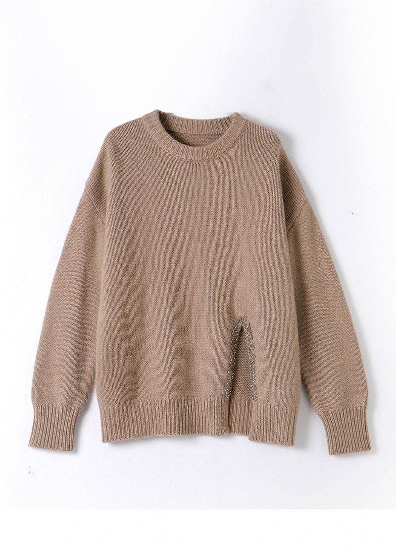 Boutique Violet Col Rond Épais Asymétrique Pull En Laine Hiver - Manteaux en laine femmes