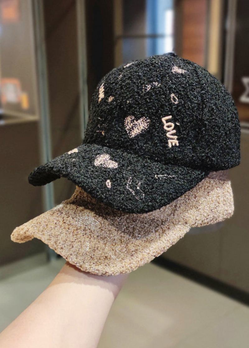 Chapeau De Casquette De Baseball En Laine Avec Broderie De Lettres Noires Diy - Manteaux en laine femmes