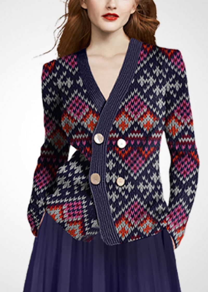 Ensemble Deux Pièces En Tricot De Laine Rouge Violet Vêtements Pour Femmes Col En V Double Poitrine Hiver