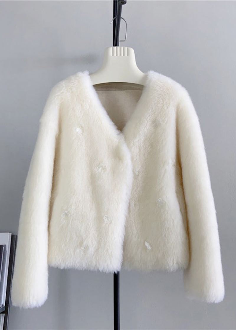 Manteau Court En Laine À Fleurs Bleu Col En V Boutique Hiver - Manteaux en laine femmes