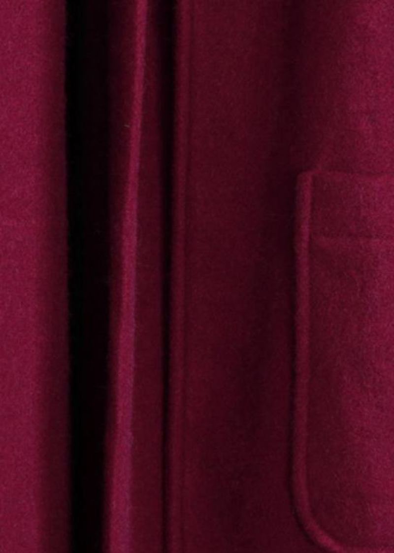 Manteau En Laine Bordeaux Fin Pour Femme D'hiver Surdimensionné Manches Chauve-souris Grand Ourlet - Manteaux en laine femmes