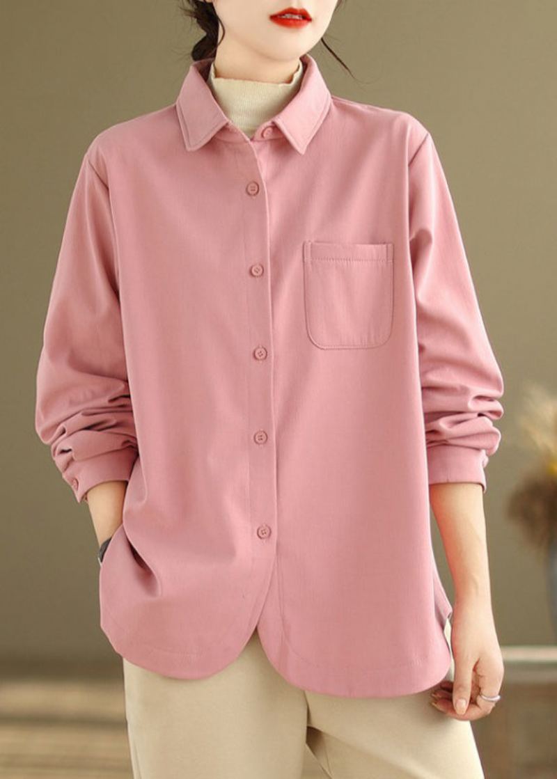 Manteaux Doublés De Laine Polaire Avec Poches Surdimensionnées Rose Français Hiver - Manteaux en laine femmes