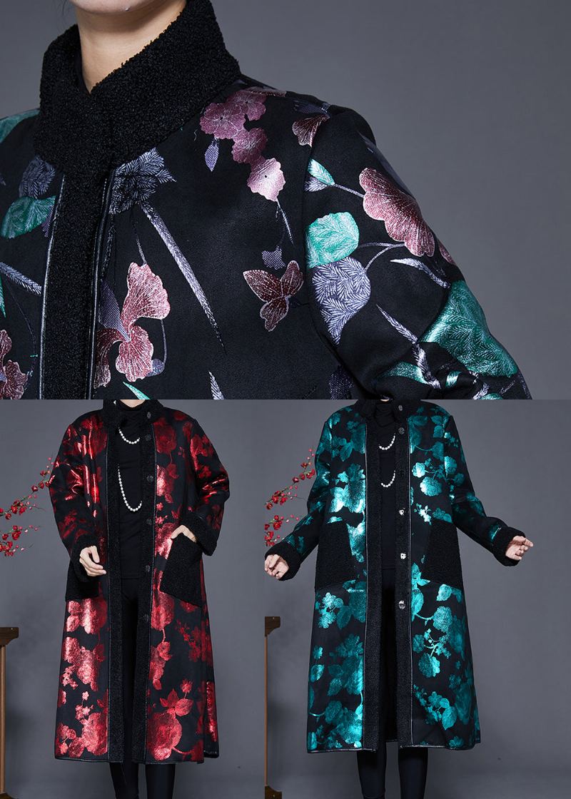 Manteaux Doublés De Laine Polaire Imprimé Multicolore Col Montant Hiver - Manteaux en laine femmes