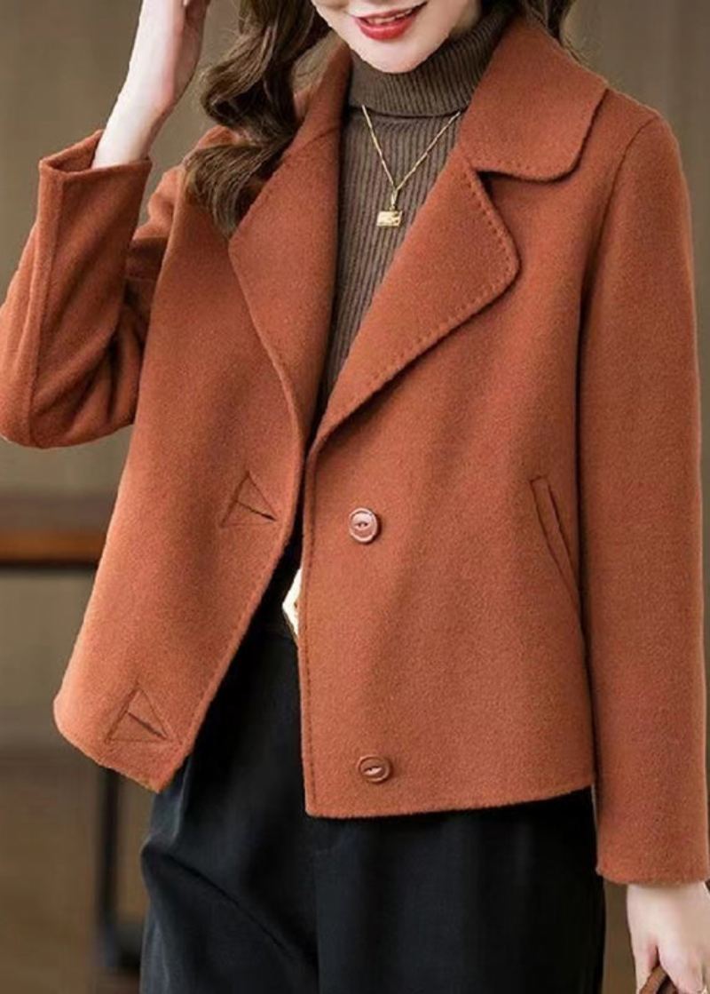 Manteaux En Laine Avec Poches Orange Grande Taille Printemps