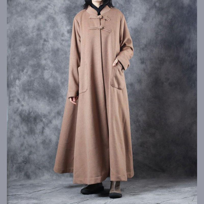 Nouveau Femmes Vintage Ample Beige Longue Laine Épais Manteau - Manteaux en laine femmes