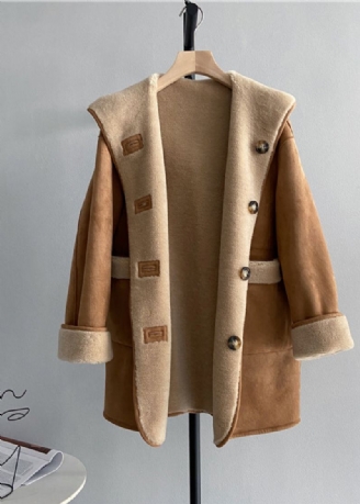 Style Kaki À Porter Des Deux Côtés Sweat À Capuche En Laine Vêtements D'extérieur D'hiver