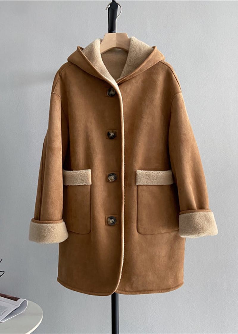 Style Kaki À Porter Des Deux Côtés Sweat À Capuche En Laine Vêtements D'extérieur D'hiver - Manteaux en laine femmes