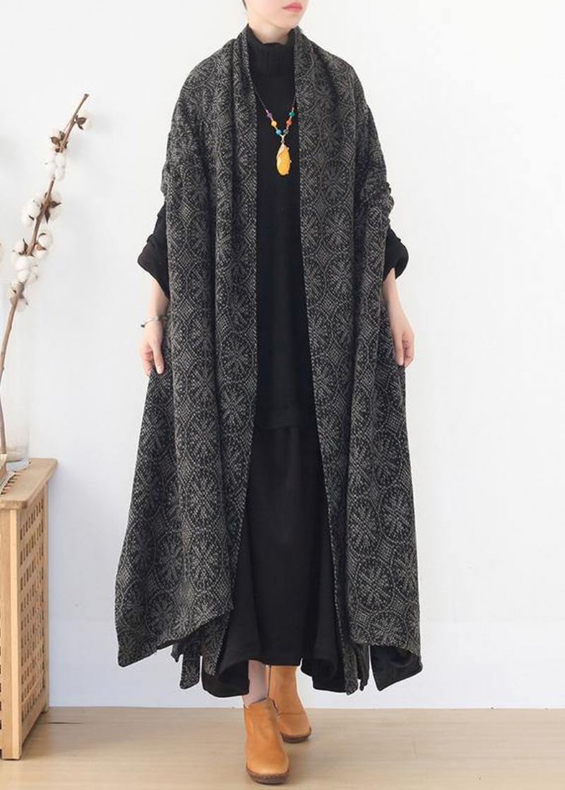Vestes Grande Taille Manteaux Manteau Col Gris Vêtements D'extérieur En Laine - Gris
