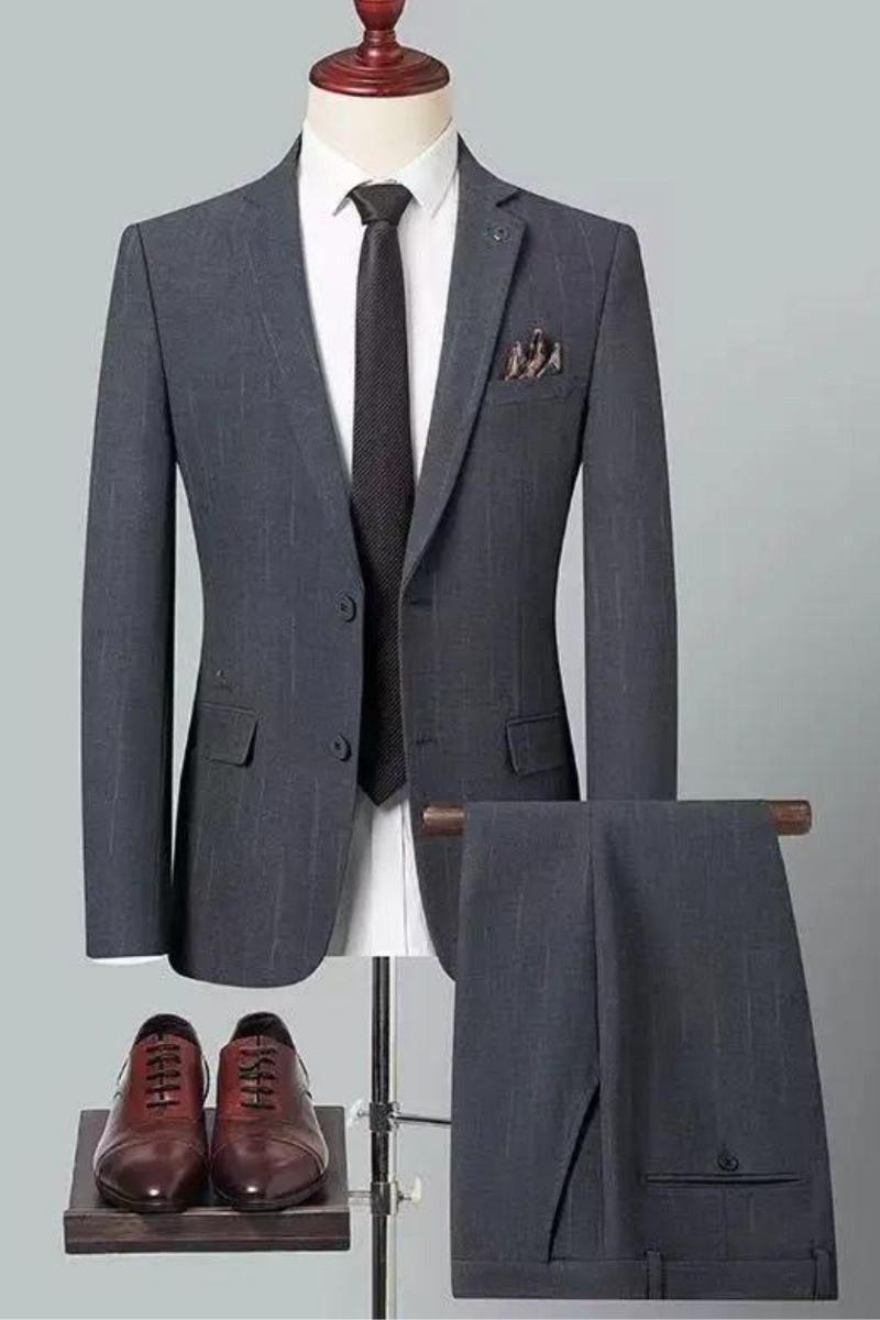 Costume Hommes D'affaires Décontracté Confort Rayé Meilleur Homme Marié Mariage Lumière