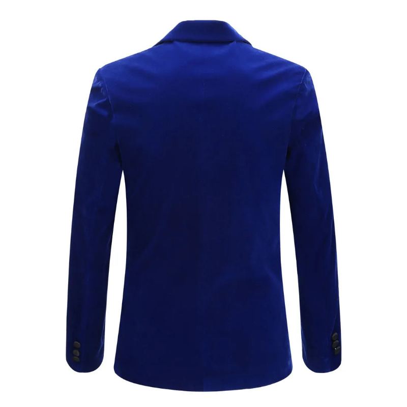 Costume De Marié En Velours Pour Hommes Coupe Cintrée Robe De Soirée De Mariage D'affaires Décontracté Veste Banquet Manteau Blazer Simple - Noir