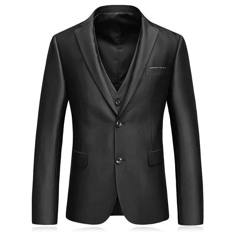 Costumes Slim Fit Pour Hommes Revers Cranté Business Mariage Marié Loisirs Smoking Dernières Conceptions De Pantalons Et De Manteaux - Noir