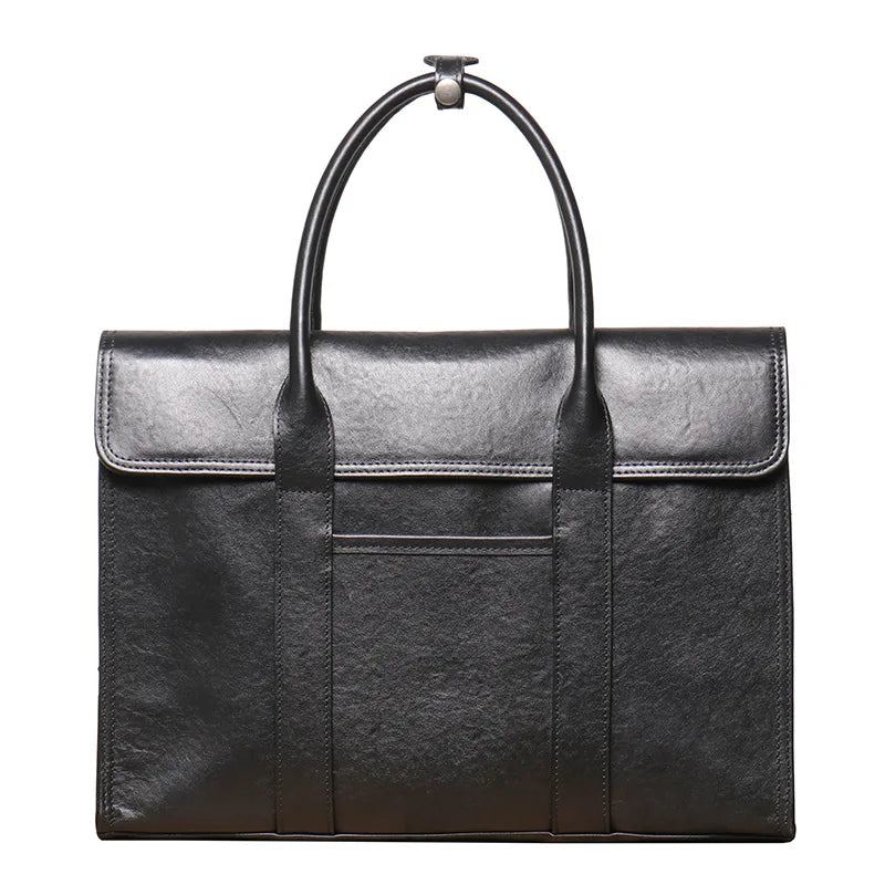 Sac D'affaires En Cuir Véritable Pour Hommes Porte-documents À Roulettes Mallette Étui Ordinateur Portable De Grande Capacité - Noir
