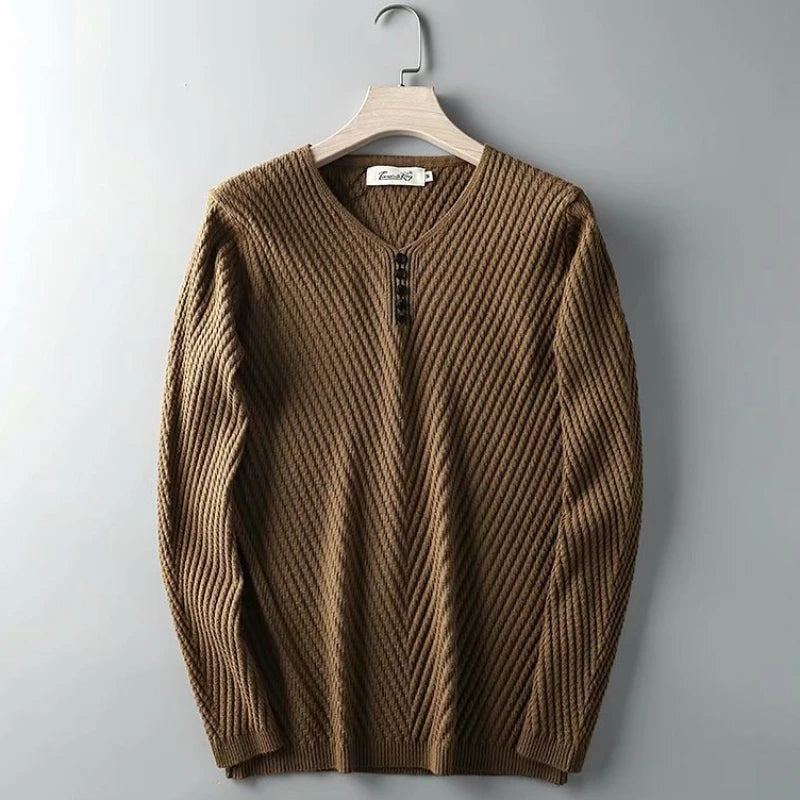 Chandails Pull Hommes Solide Chaud Coupe Ajustée Tricots Confortable Tricoté Vêtements D'extérieur - Rouge