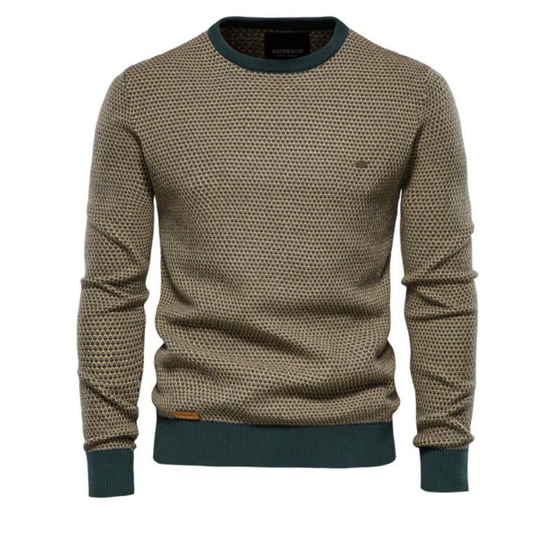 Coton Épissé Pulls Pull Hommes Décontracté Chaud Col Rond Qualité Tricoté Hiver Chandails Pour - Orange