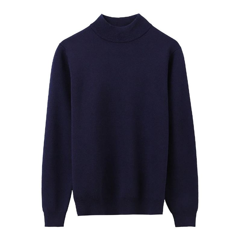 Pull À Col Mi-haut Pour Homme Vêtement Solide Et Confortable À Fond Collection Automne Et Hiver - Noir
