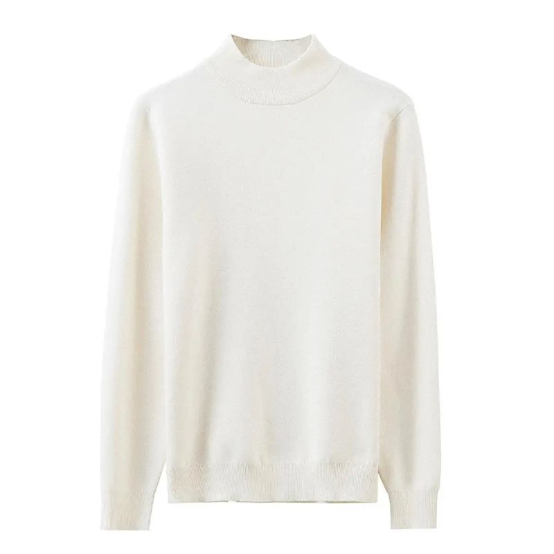 Pull À Col Mi-haut Pour Homme Vêtement Solide Et Confortable À Fond Collection Automne Et Hiver - Noir