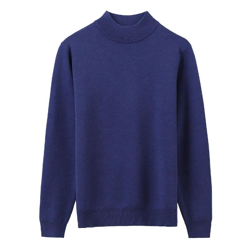 Pull À Col Mi-haut Pour Homme Vêtement Solide Et Confortable À Fond Collection Automne Et Hiver - Noir