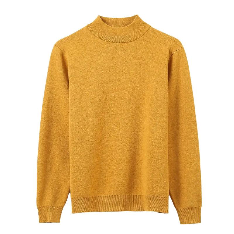 Pull À Col Mi-haut Pour Homme Vêtement Solide Et Confortable À Fond Collection Automne Et Hiver - Noir