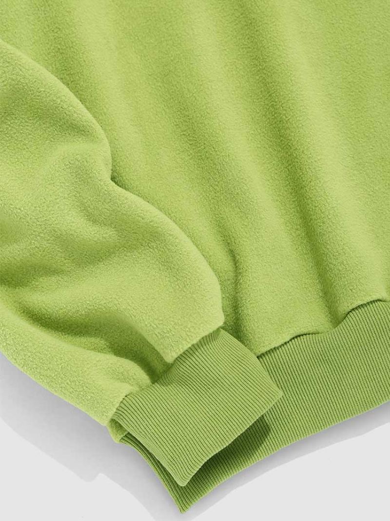Sweat À Capuche Pour Hommes Sweat-shirt En Polaire Graphique Vintage Col Roulé Pull À Quart De Fermeture Éclair Automne Hiver Streetwear - Vert