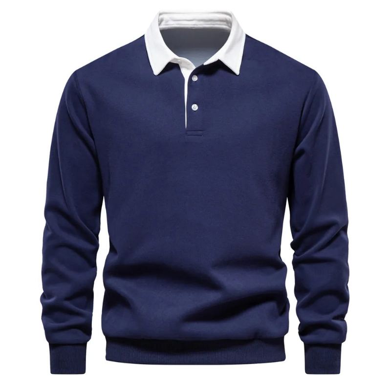 Sweat-shirts À Col Polo Pour Hommes Vêtements Décontractés Et Sociaux En Coton Design D'automne - Noir