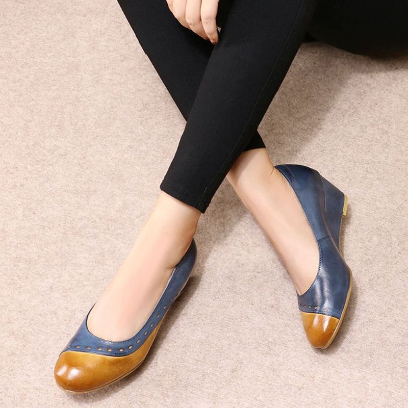 Escarpins À Talons En Cuir Pour Femmes Chaussures À Enfiler Hauts Faits À La Main Dames - Noir