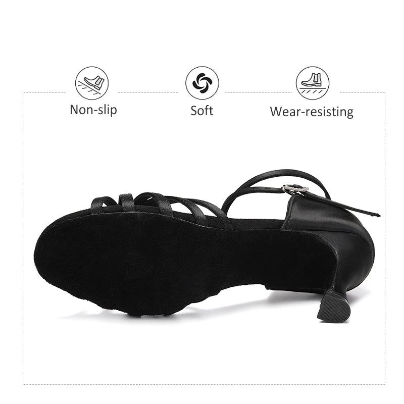 Chaussures Femme De Compétition De Salle De Bal Pour Sandales Élégantes - 75 Cm Noir 