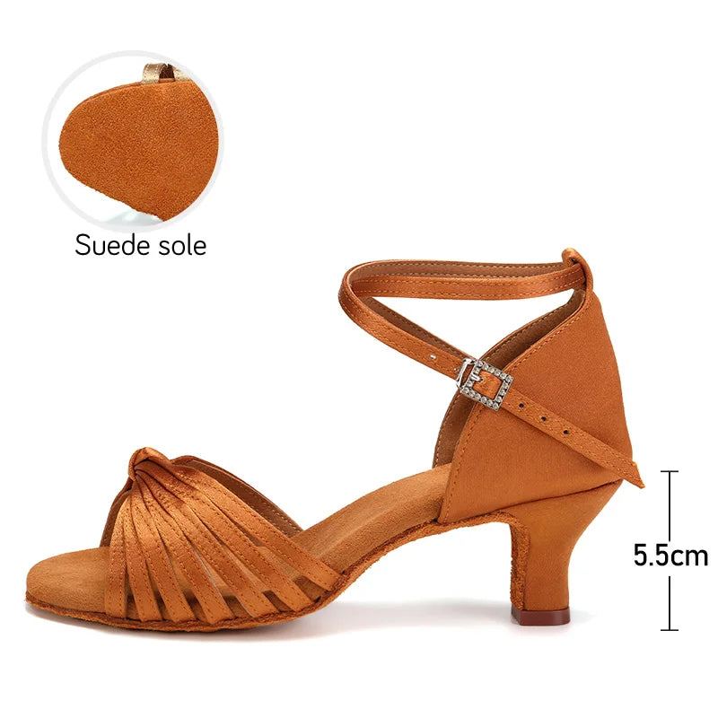 Chaussures Latines Standard Femme À Talons Pour Femmes Compétition Élégante - Marron 55 Cm