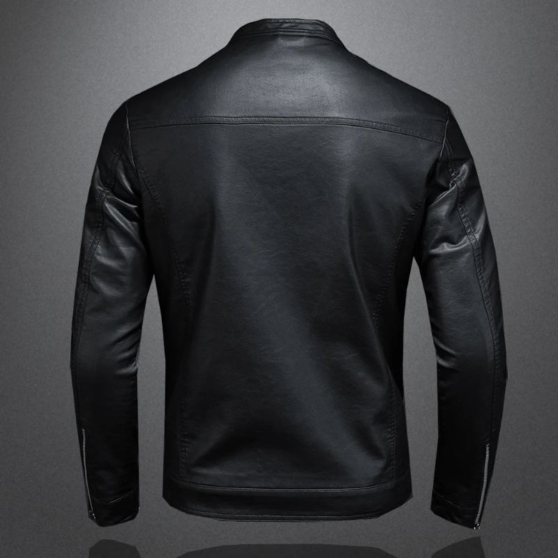 Vestes En Cuir De Moto Veste En De Motard Décontractée Pour Hommes - Noir