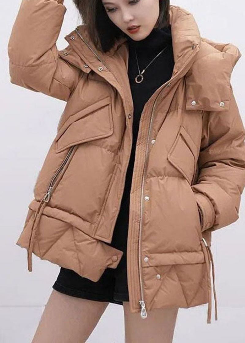 Belle Veste Bouffante En Duvet De Canard Épais À Capuche Jaune Et Vert Pour L'hiver - Doudounes femmes