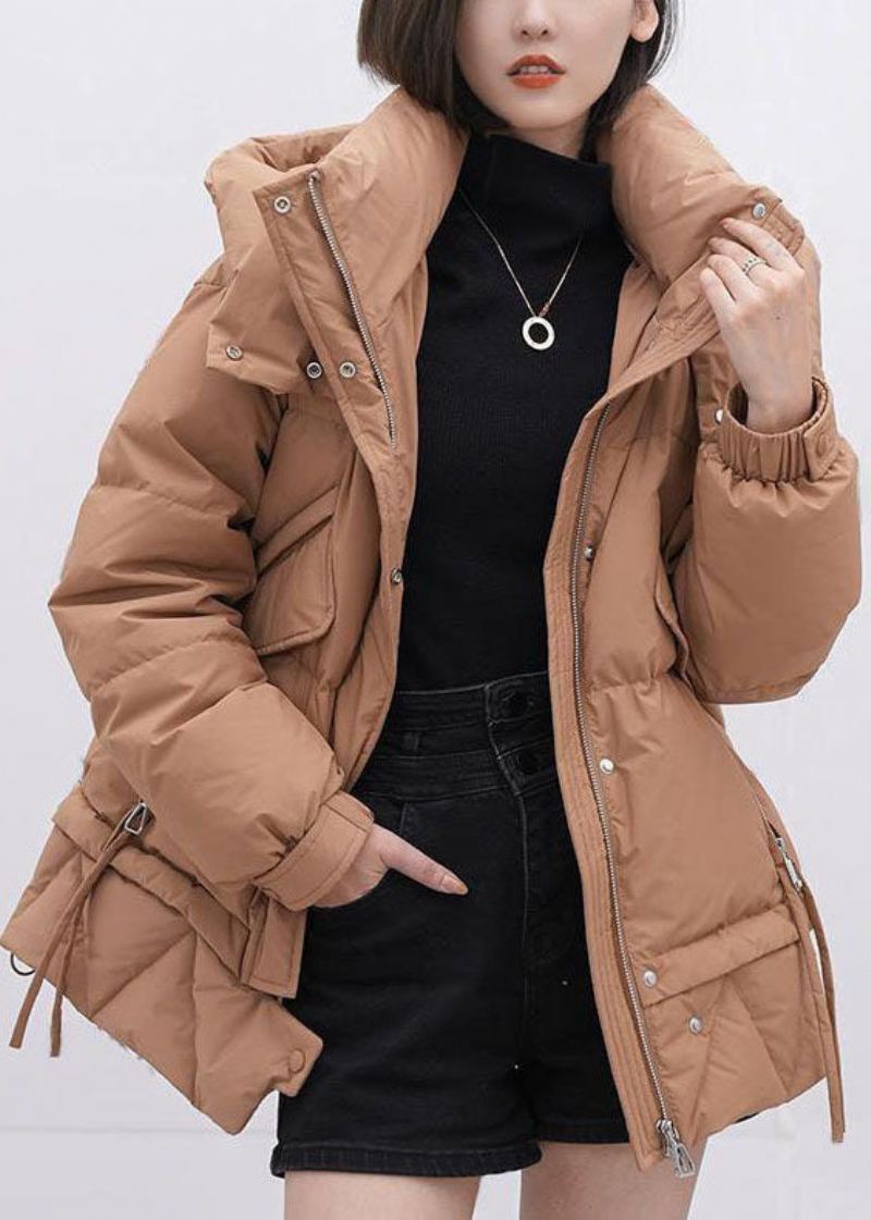 Belle Veste Bouffante En Duvet De Canard Épais À Capuche Jaune Et Vert Pour L'hiver - Doudounes femmes