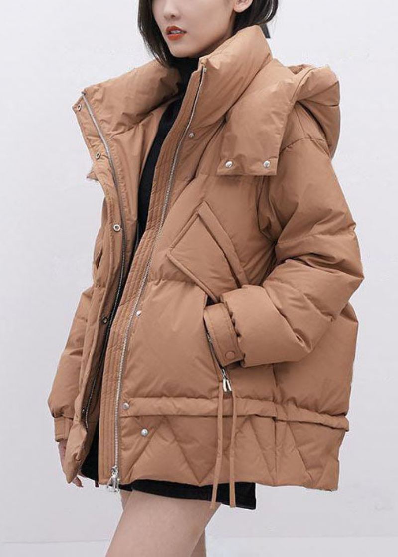 Belle Veste Bouffante En Duvet De Canard Épais À Capuche Jaune Et Vert Pour L'hiver - Doudounes femmes