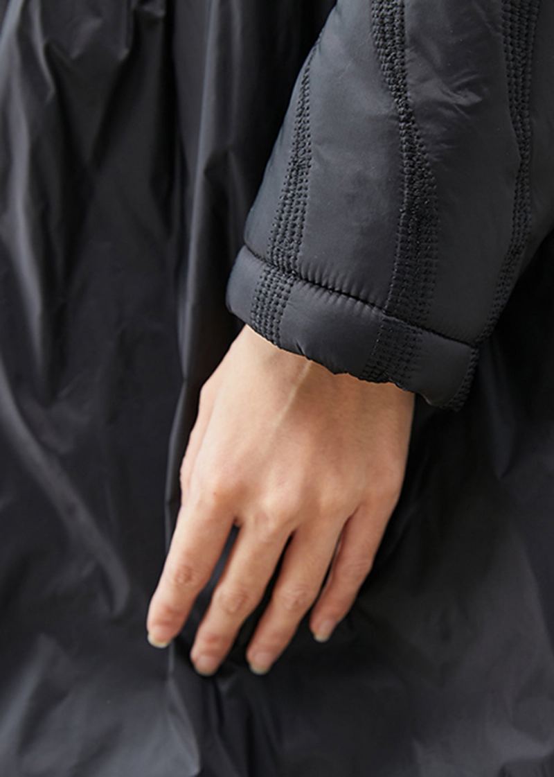 Boutique Noir À Volants Extra Large Ourlet Écharpe Gratuite Duvet De Canard Doudoune Hiver - Doudounes femmes