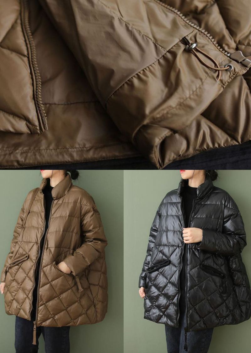 Boutique Parka Noire Zippée Avec Cordon De Serrage Et Remplissage En Coton Fin Pour L'hiver - Noir