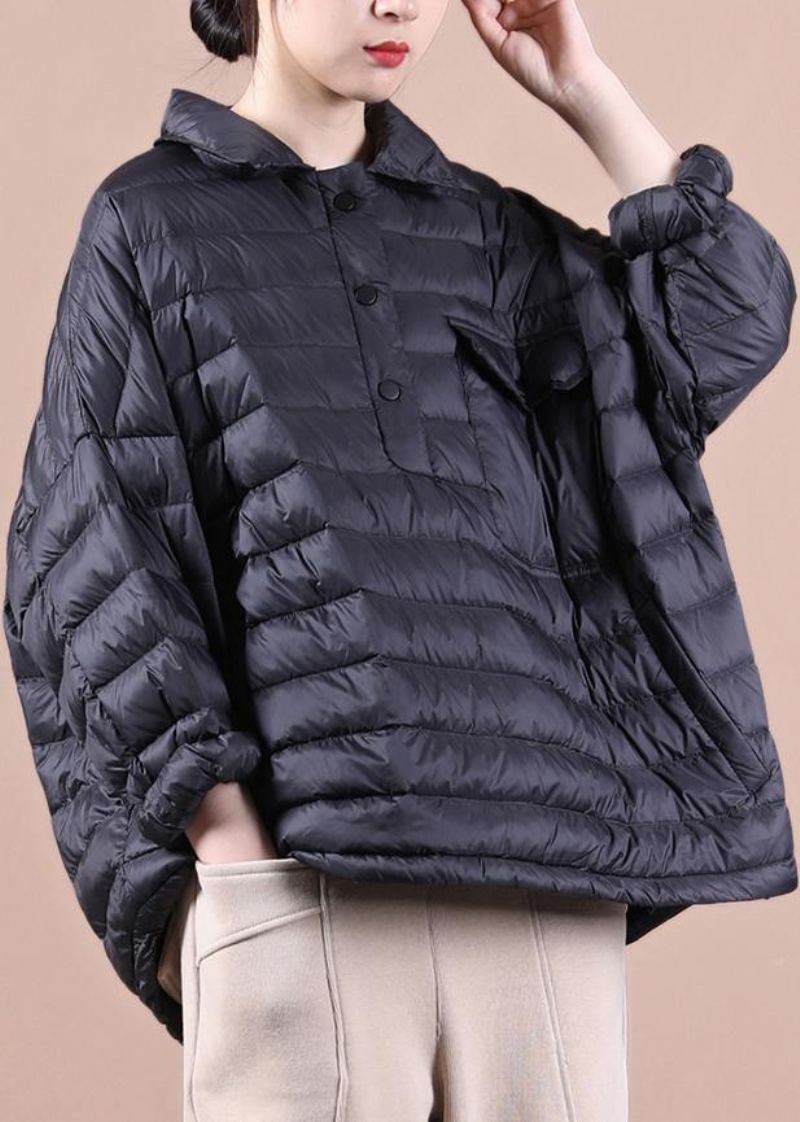 Doudoune Ample De Luxe Avec Poches À Revers Noires Manteau En Duvet De Canard