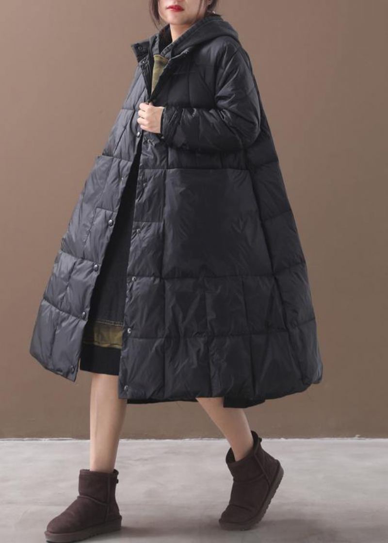 Doudoune Chaude Grande Taille Manteaux À Capuche Parkas D'hiver Noirs