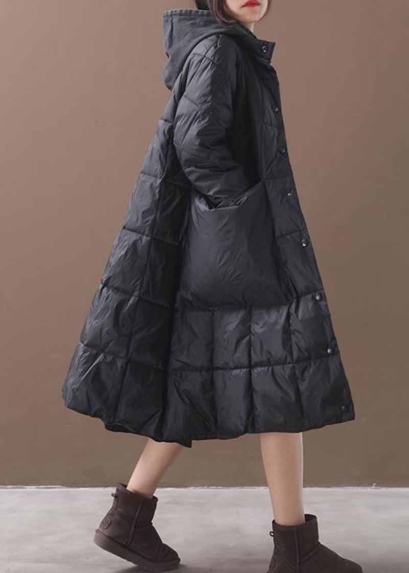 Doudoune Chaude Grande Taille Manteaux À Capuche Parkas D'hiver Noirs - Doudounes femmes