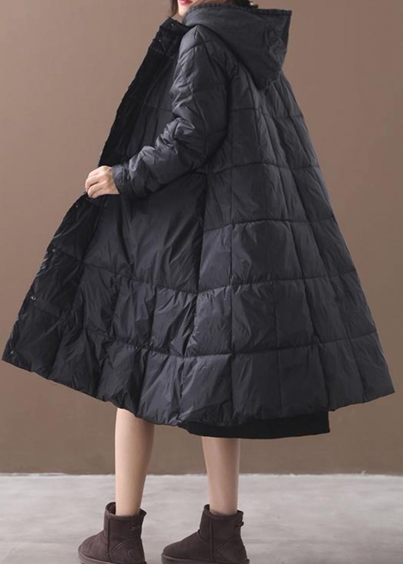 Doudoune Chaude Grande Taille Manteaux À Capuche Parkas D'hiver Noirs - Doudounes femmes