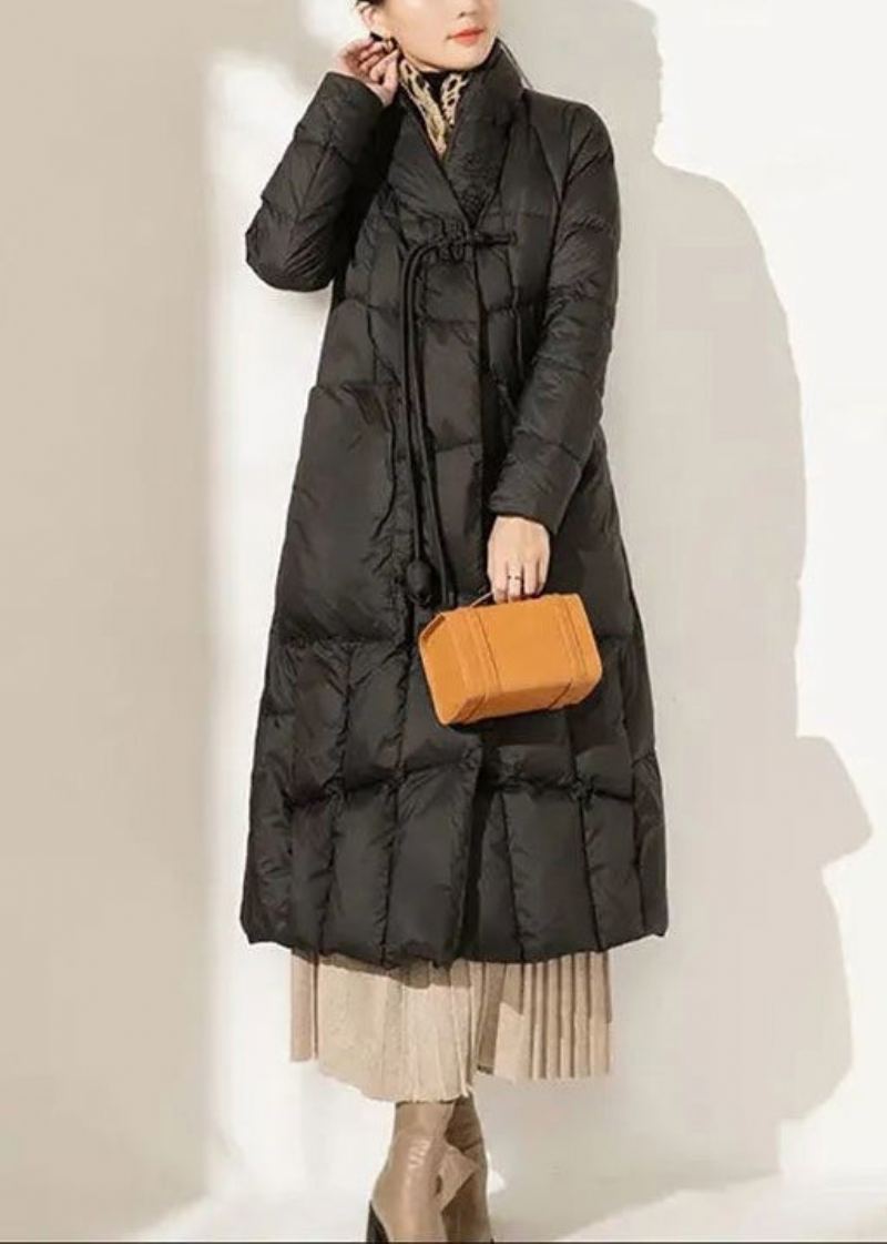 Femmes Rouge Bouton Poches Patchwork Duvet De Canard Manteau Hiver - Doudounes femmes