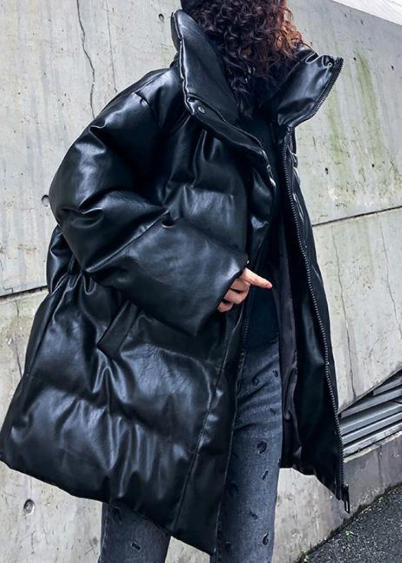 Fine Black Outwear Doudoune Grande Taille Col Haut Pardessus Zippé - Doudounes femmes