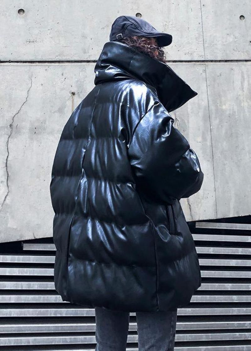 Fine Black Outwear Doudoune Grande Taille Col Haut Pardessus Zippé - Doudounes femmes