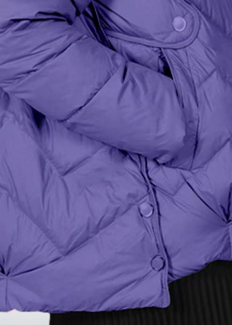 Lâche Violet Poches Zippées Patchwork Duvet De Canard Manteaux Hiver - Doudounes femmes