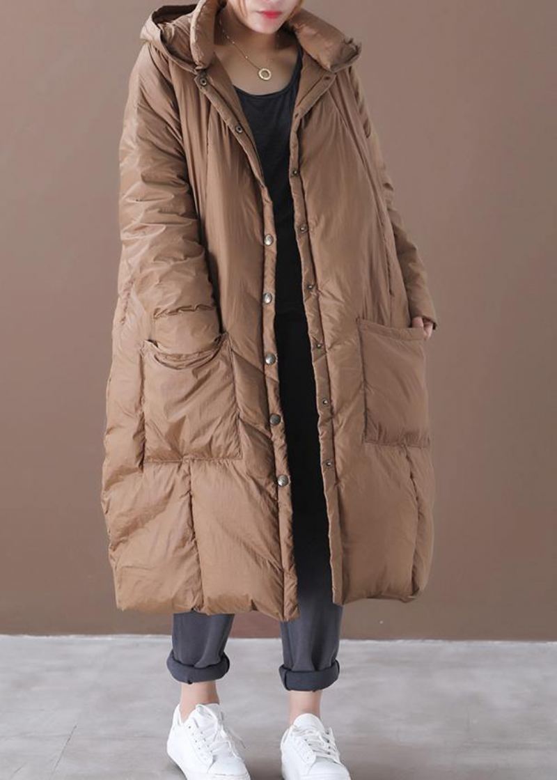 Manteau Décontracté En Duvet D'oie Chocolat Vêtements Grande Taille Vestes De Neige À Capuche Manteaux De Qualité Boutonnés - Doudounes femmes