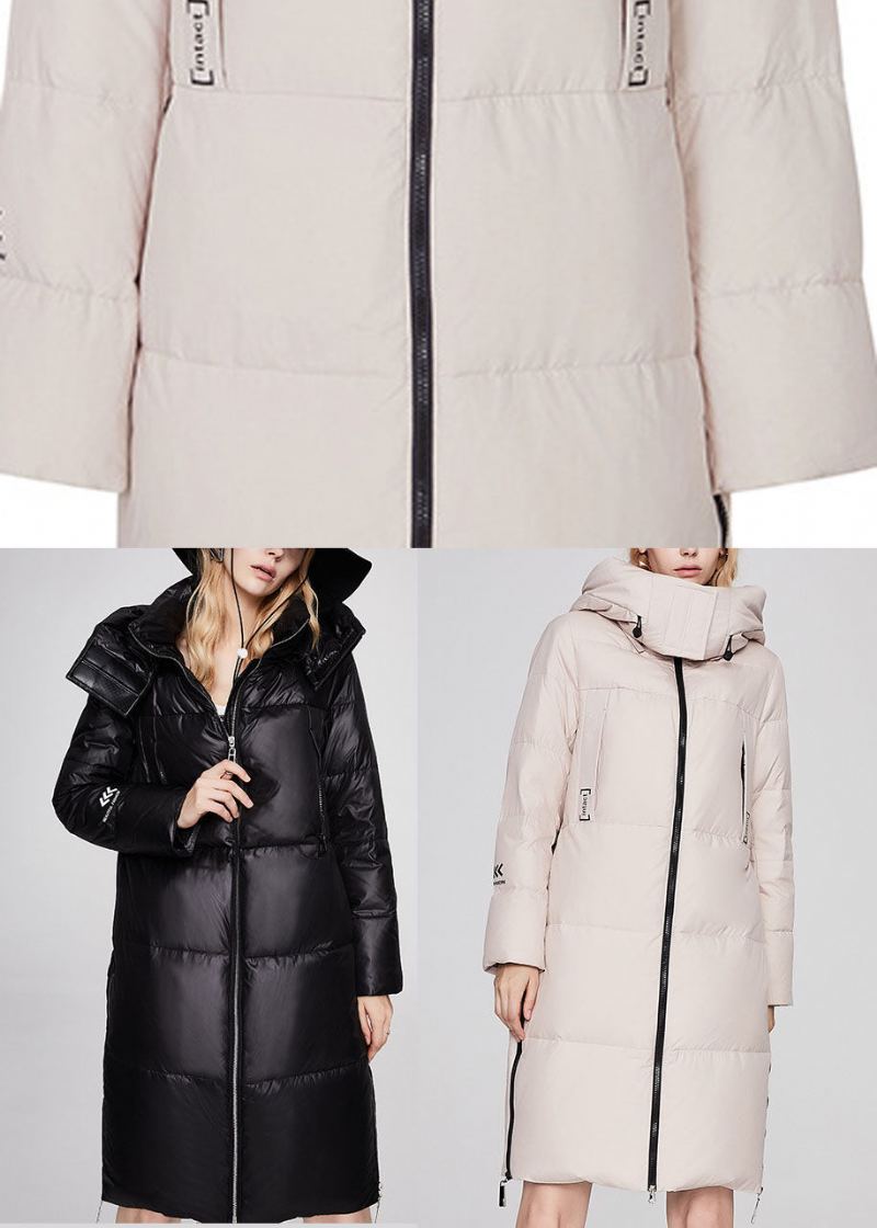 Manteau En Duvet De Canard Beige À Col Montant Chaud Et Ample Diy Hiver - Noir