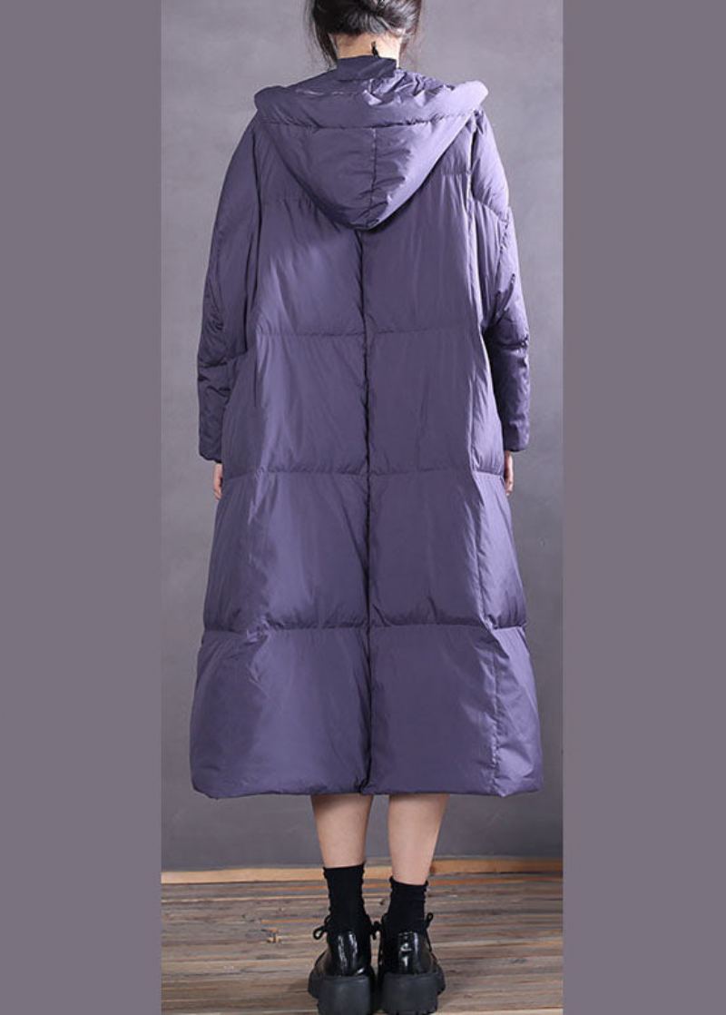Manteau En Duvet De Canard Décontracté À Capuche Violet Vintage Hiver - Violet