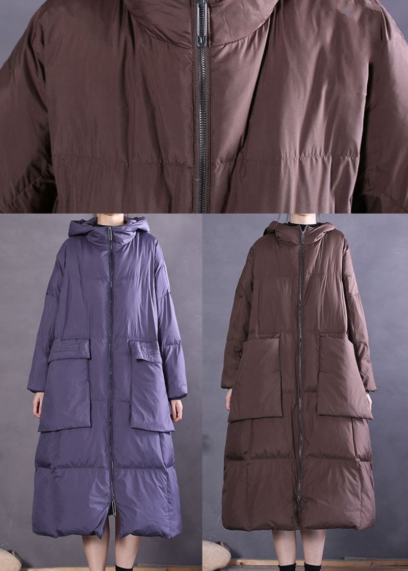 Manteau En Duvet De Canard Décontracté À Capuche Violet Vintage Hiver - Violet