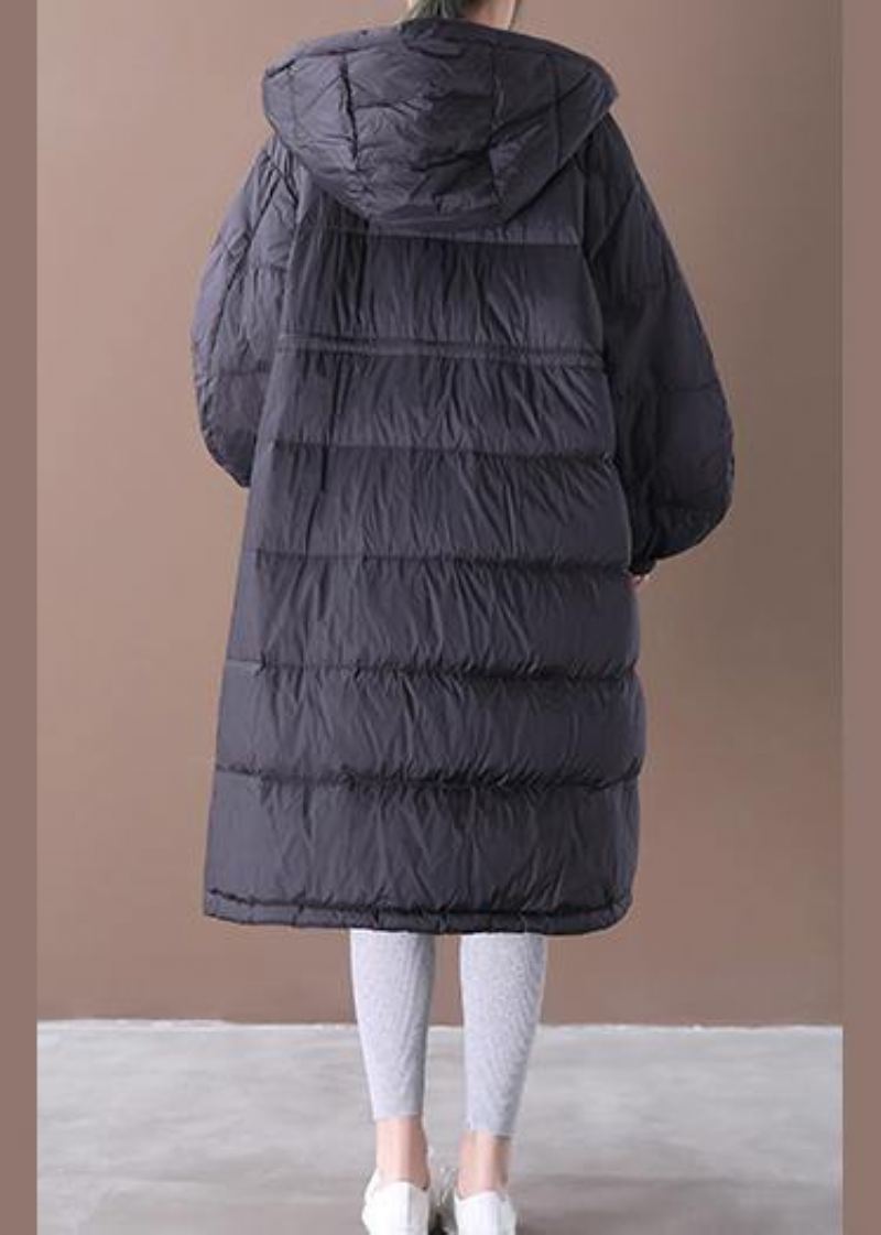Manteau D'hiver Chaud Noir De Luxe Grande Taille Parka Femme Poches À Capuche Manteaux Chauds - Doudounes femmes