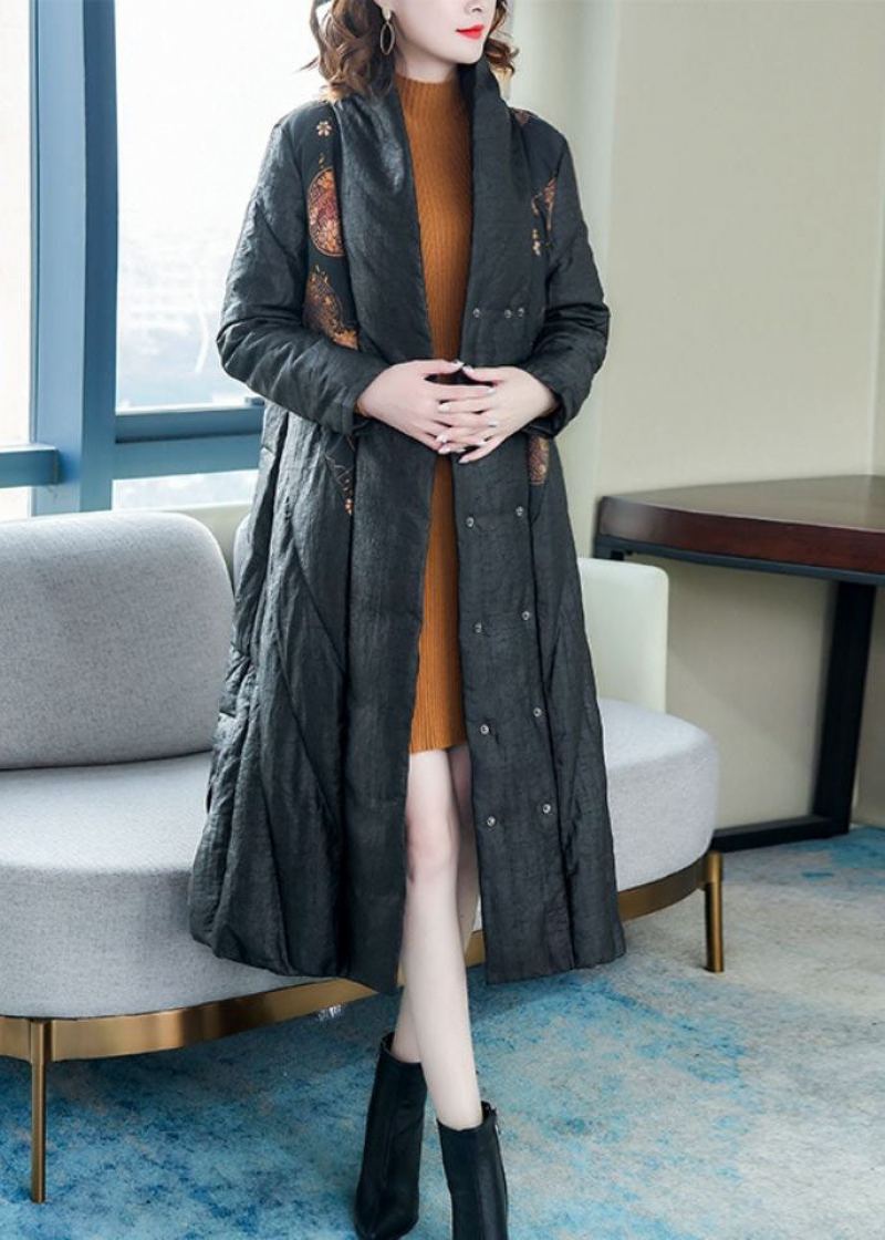 Manteau D'hiver En Coton Fin Épais Imprimé Ouvert Sur Le Côté Noir Unique - Doudounes femmes